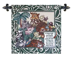 All Creatures Great and Small Italian Tapestry Wall Hanging 26x25 Inch Cotton Jacquard Woven Wall Tapestry