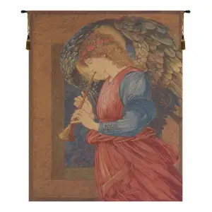 Edward Burne Jones Flageolet Angel Tapestry Wall Hanging 24 x 18 in Jacquard Woven Pre-Raphaelite Angel Wall Art