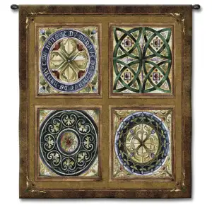 Rosette Tapestry Wall Hanging 53x53 Floral Medallion Ornamental Jacquard Woven Wall Art Traditional Home Decor
