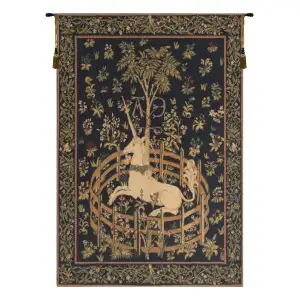 Unicorn in Captivity European Tapestry Wall Hanging 25x18