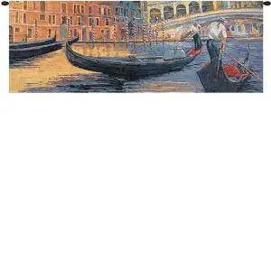 Gondola Ride II Fine Art Tapestry 26 in. x 70 in Roy Avis Venice Gondola Canal Jacquard Woven Wall Hanging