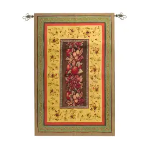 Amber Abundance Fine Art Tapestry 47 in. x 38 in Floral Still Life Jacquard Woven Wall Hanging Traditional Decor
