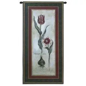 Tulipa Vidoncello Tapestry Wall Hanging 53x27 Tulip Floral Botanical Jacquard Woven Wall Art Traditional Home Decor