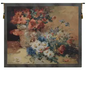 Red Poppies Fine Art Tapestry Wall Hanging  42x35 Inch Cotton Jacquard Woven Wall Tapestry