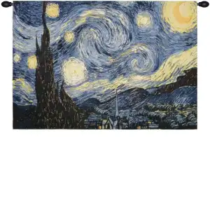 Starry Night Tapestry Wall Art 32 in. x 45 in Vincent Van Gogh Famous Painting Jacquard Woven Wall Hanging