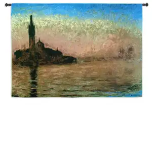 Evening in Venice Tapestry Wall Hanging 38x53 Italian Venice Canal Cityscape Jacquard Woven Wall Art European Decor