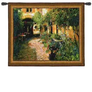 Courtyard Alsace Tapestry Wall Hanging 53x65 French Courtyard European Landscape Jacquard Woven Wall Art Home Decor