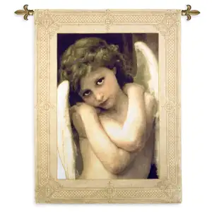 Cupidon Tapestry Wall Hanging 53x40 Cupid Angel Romantic Classical Jacquard Woven Wall Art Traditional Decor