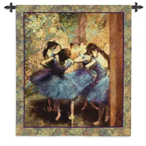 Dancers in Blue Tapestry Wall Hanging 53x45 Ballet Dancers Performing Arts Jacquard Woven Wall Art Home Decor