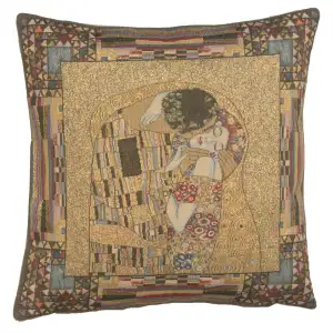 Gustav Klimt The Kiss Tapestry Pillow Cover 18x18 Inch Cotton Jacquard Woven Cushion Cover