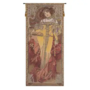 Alphonse Mucha Mucha Autumn Tapestry Wall Hanging 60 x 26 in Art Nouveau Seasonal Woman Jacquard Woven Wall Art