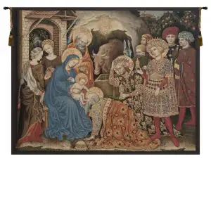 Gentile da Fabriano Adoration Palla Strozzi Italian Tapestry Wall Hanging 33x26 Inch Cotton Jacquard Woven Wall Tapestry - C - H 12" x W 18"