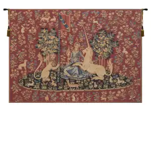 Medieval Sight Vue Vintage Tapestry Wall Hanging 38 x 54 in Lady and Unicorn Five Senses Jacquard Woven Wall Art