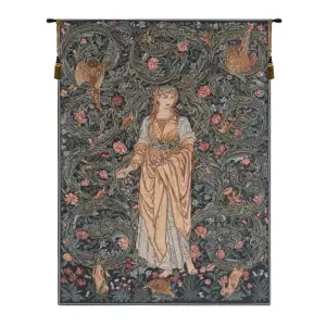 Edward Burne Jones Flora Without Border Tapestry Wall Hanging 25 x 19 in Pre-Raphaelite Floral Woman Jacquard Woven Wall Art