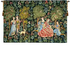 Scenes Gallantes Without Border French Tapestry 50x72 Romantic Courtly Scene Rococo Jacquard Woven Wall Hanging French Home Decor