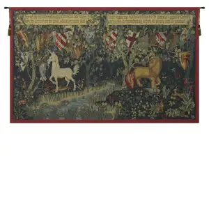 Les Chevaliers de la Table Ronde French Tapestry 36x58 Knights Round Table Medieval Jacquard Woven Wall Hanging Castle Decor