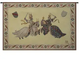 Tournoi du Roi Rene French Tapestry 18x26 Medieval King Rene Tournament Knights Jacquard Woven Wall Hanging Castle Decor