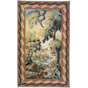 The Forest of Clairmarais with Border French Tapestry 94x74 Woodland Landscape Jacquard Woven Wall Hanging European Decor