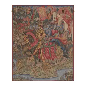 King Arthur Le Roi Arthur French Tapestry 70x58 Medieval Knight Camelot Jacquard Woven Wall Hanging Castle Decor