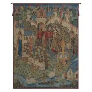 Genevieve Guenievre French Tapestry 36x28 Medieval Guinevere Camelot Jacquard Woven Wall Hanging European Castle Decor