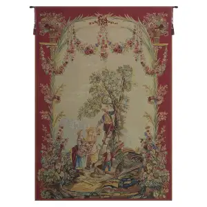 Le temps des cerises (Cherry Time) French Tapestry 56x40 Romantic Vintage Scene Jacquard Woven Wall Hanging French Decor
