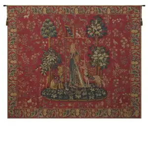 Le Toucher (Touch) French Tapestry 48x56 Medieval Lady Unicorn Jacquard Woven Wall Hanging European Castle Decor