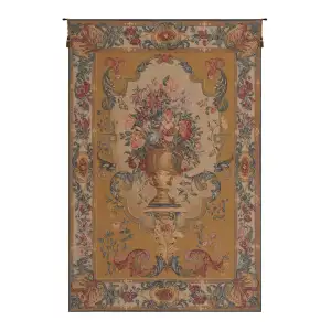 Bouquet Imperial Gold French Tapestry Wall Hanging 80x56 Inch  Cotton Jacquard Woven Wall Tapestry