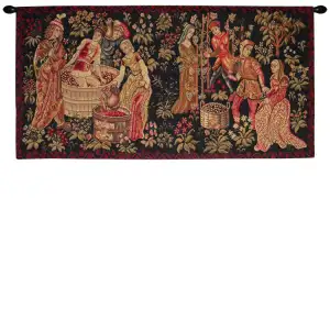 Le Vin Et la Vigne Vintage French Tapestry 18x36 Wine Vineyard Grapes Jacquard Woven Wall Hanging European Decor