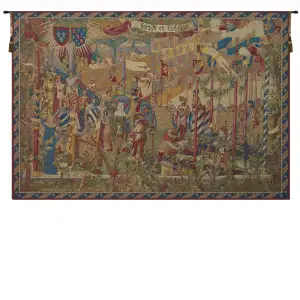 A la Cour du Roy French Tapestry 50x74 Royal Court Medieval Jacquard Woven Wall Hanging French Castle Decor