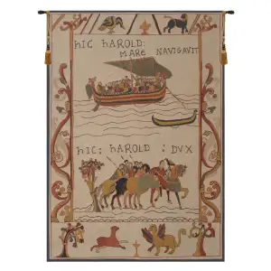Harold et William Harold and William French Tapestry 38x27 Bayeux Medieval History Jacquard Woven Wall Hanging