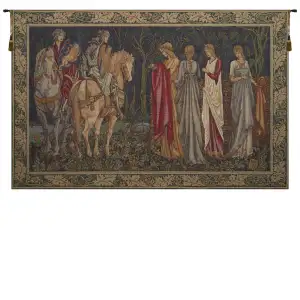 Departure of the Knights French Tapestry 70x110 Medieval Knights Jacquard Woven Wall Hanging Camelot Castle Decor