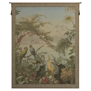 Oiseaux Exotique Exotic Birds French Tapestry 48x36 Tropical Birds Botanical Jacquard Woven Wall Hanging European Decor