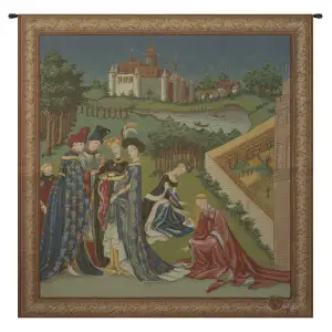 April French Tapestry 36x34 Spring Seasonal Garden Floral Jacquard Woven Wall Hanging Traditional European Decor