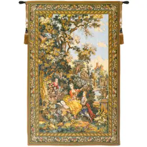 The Indiscretion French Tapestry 54x35 Romantic Rococo Courtly Scene Jacquard Woven Wall Hanging European Decor