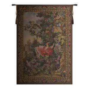 L' Escarpolette French Tapestry 78x56 Rococo Swing Garden Romantic Jacquard Woven Wall Hanging French Decor