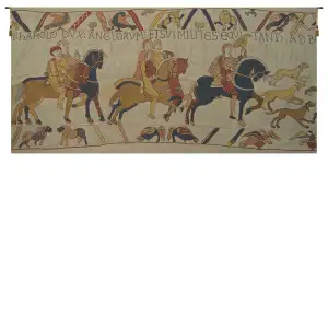 Harold Le Conquerant French Tapestry 29x62 Bayeux Medieval King Historical Jacquard Woven Wall Hanging Castle Decor