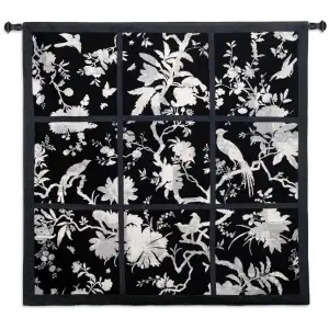 Floral Division Botanical Wall Tapestry 52x53 Floral Garden Jacquard Woven Wall Hanging Contemporary Home Decor