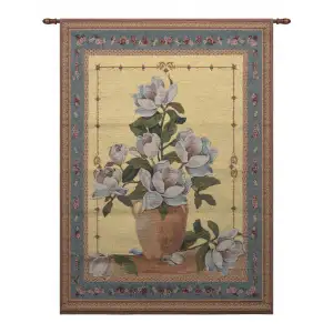 Spring Magnolias Fine Art Tapestry Wall Hanging  36x26 Inch Cotton Jacquard Woven Wall Tapestry