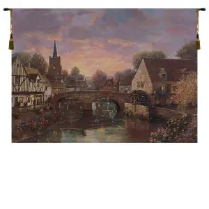 The Mill Pond Fine Art Tapestry 35 in. x 47 in Landscape Nature Jacquard Woven Wall Hanging Traditional Home Decor