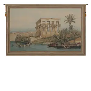 David Roberts Temple of Philae European Tapestry Wall Hanging 26x40 Inch Cotton Jacquard Woven Wall Tapestry