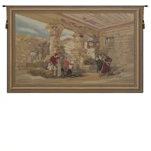 Temple of Ptolemy European Tapestry Wall Hanging 26x40 Inch Cotton Jacquard Woven Wall Tapestry
