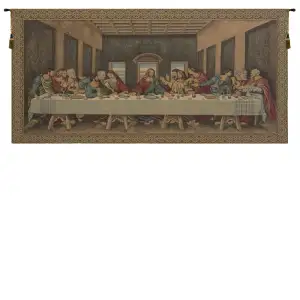Leonardo da Vinci Last Supper V Vintage Tapestry Wall Hanging 25 x 52 in Religious Jacquard Woven Art