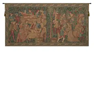 Medieval Vendage Tapestry Wall Hanging 64 x 126 in Vineyard Harvest Jacquard Woven European Castle Decor