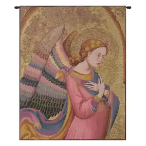 Lorenzo Monaco Angel Italian Tapestry Wall Hanging 34x24 Inch Cotton Jacquard Woven Wall Tapestry