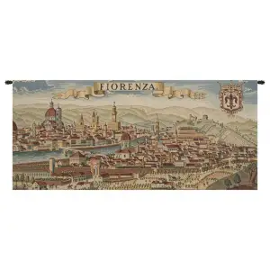 Florence Ancient Map Italian Tapestry Wall Hanging 24x56 Inch Cotton Jacquard Woven Wall Tapestry