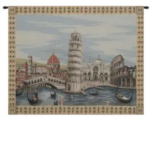 Monuments Italy Italian Tapestry Wall Hanging 25x33 Inch Cotton Jacquard Woven Wall Tapestry