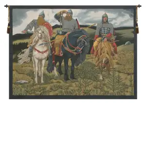 Victor Vasnetsov Knights Decorative Tapestry Wall Hanging 52 x 68 in Medieval Warriors Jacquard Woven Castle Decor