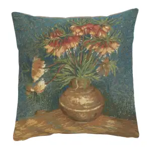 Lilies by Van Gogh European Tapestry Pillow Cover 18x18 Inch Pure Cotton Cushion Cover
