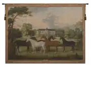 Five English Horses European Tapestry Wall hanging