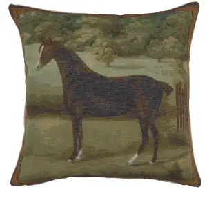 John Boultbee Black Horse Tapestry Pillow Cover 19x19 Inch Cotton Jacquard Woven Cushion Cover
